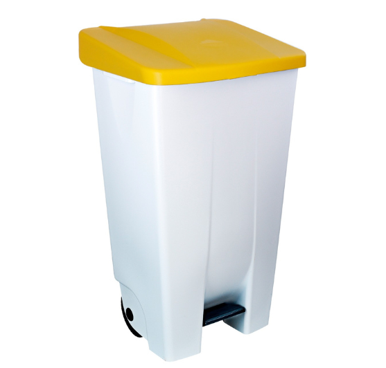 POUBELLE À PÉDALE AVEC ROUES 120 L BLANCHE