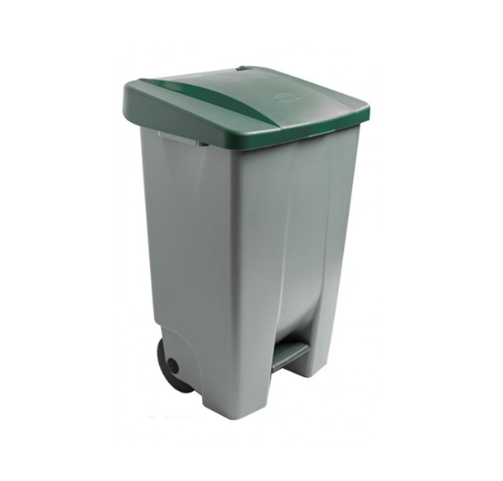 POUBELLE À PÉDALE AVEC ROUES 120 L GRISE
